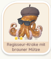 Regisseur-Krake mit brauner Mütze