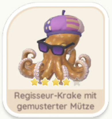 Regisseur-Krake mit gemusterter Mütze